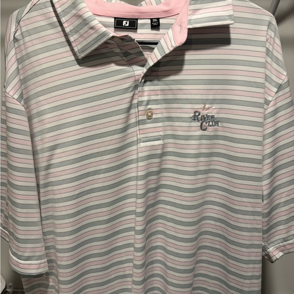 FootJoy Pink and White Striped Polo